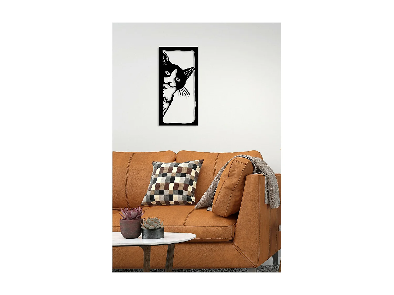 Décoration en Métal Chat 22, Noir, 30x0,15x61 cm, EPIKASA