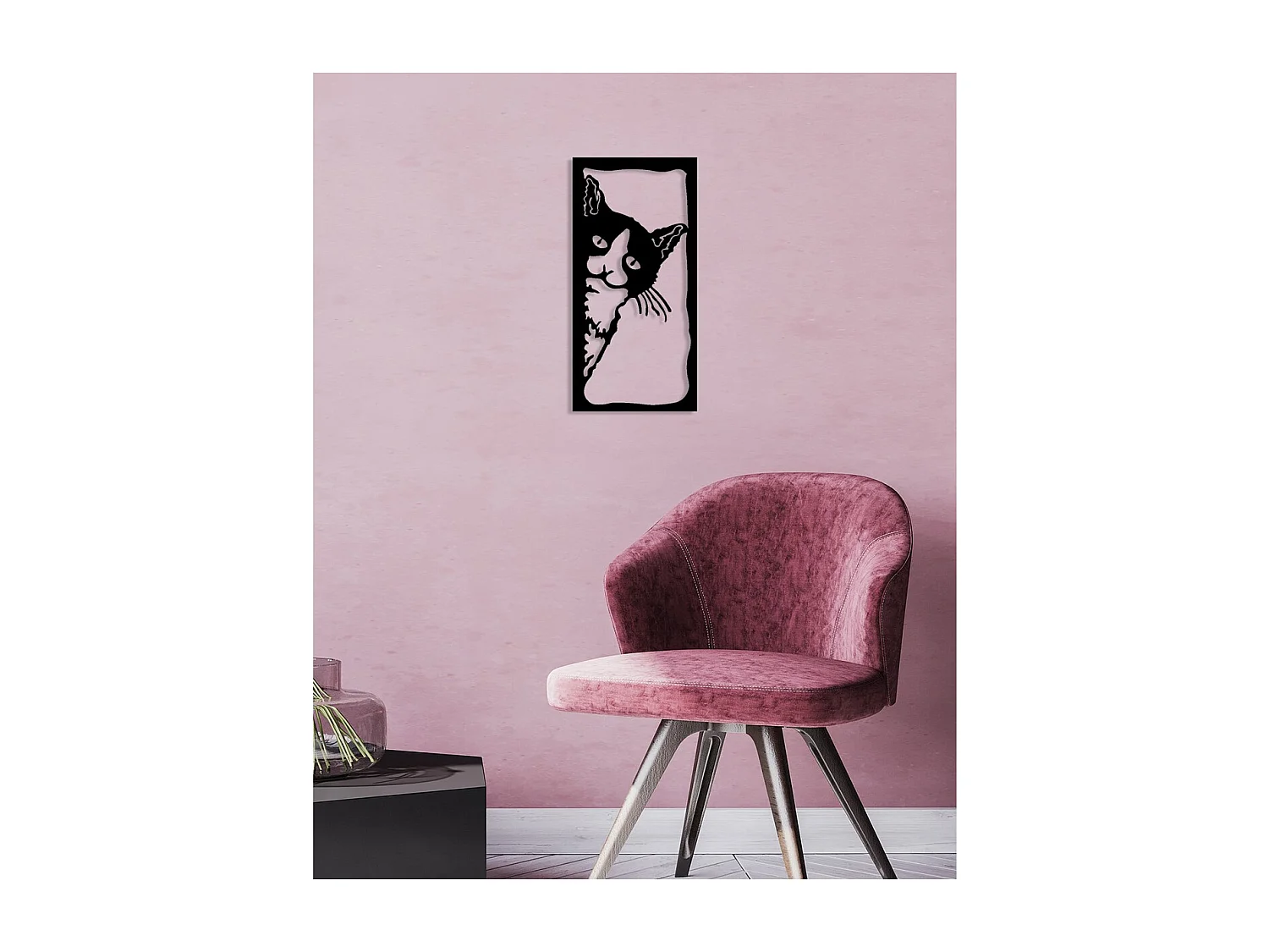 Décoration en Métal Chat 22, Noir, 30x0,15x61 cm, EPIKASA