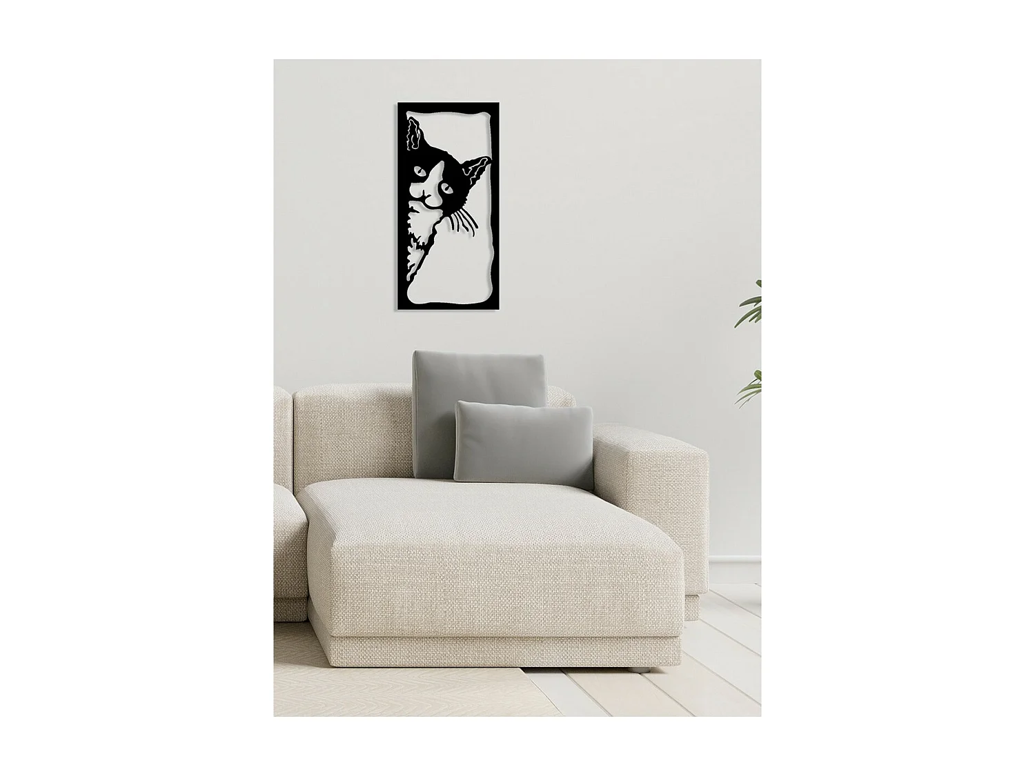 Décoration en Métal Chat 22, Noir, 30x0,15x61 cm, EPIKASA