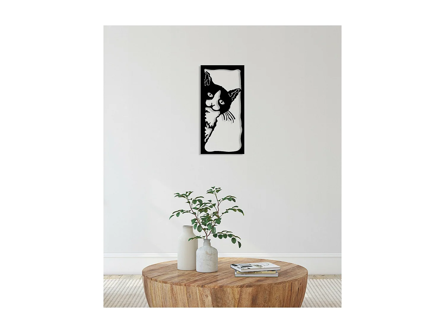 Décoration en Métal Chat 22, Noir, 30x0,15x61 cm, EPIKASA
