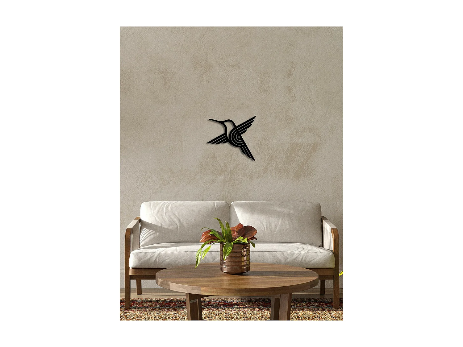 Metalen Decoratie Kolibrie 3, Zwart, 35x0,15x32 cm, EPIKASA