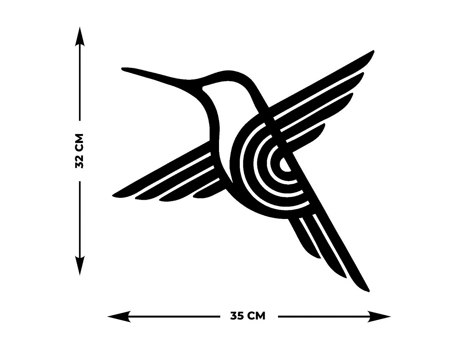 Metalen Decoratie Kolibrie 3, Zwart, 35x0,15x32 cm, EPIKASA
