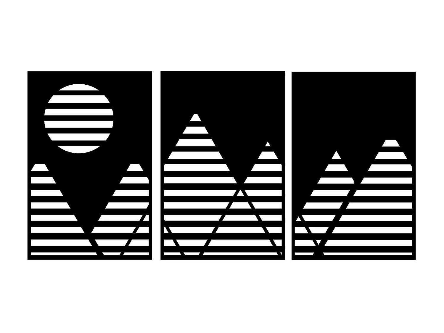 Décoration en Métal Montagne 20, Noir, 120x0,15x61 cm, EPIKASA