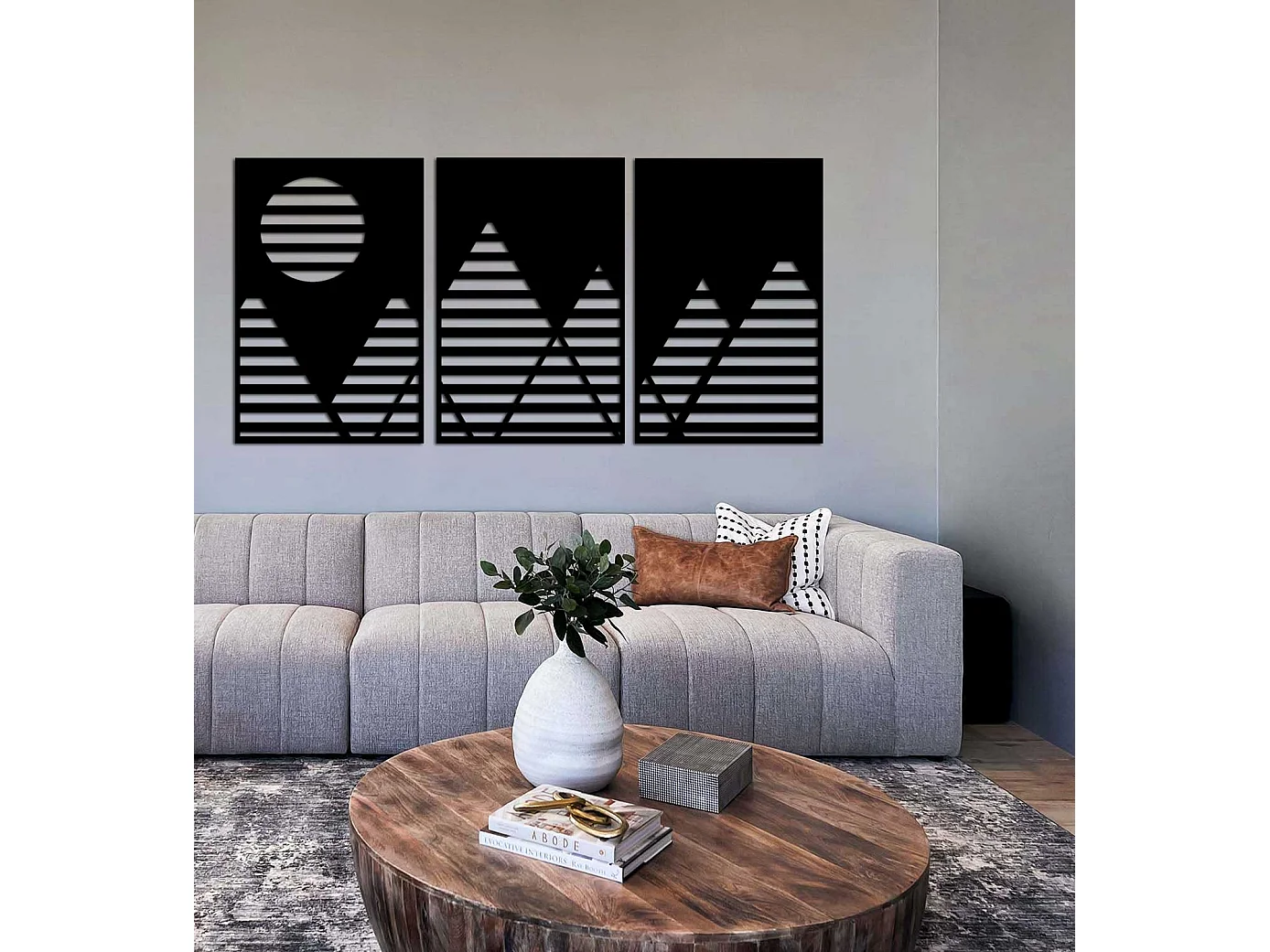 Décoration en Métal Montagne 20, Noir, 120x0,15x61 cm, EPIKASA