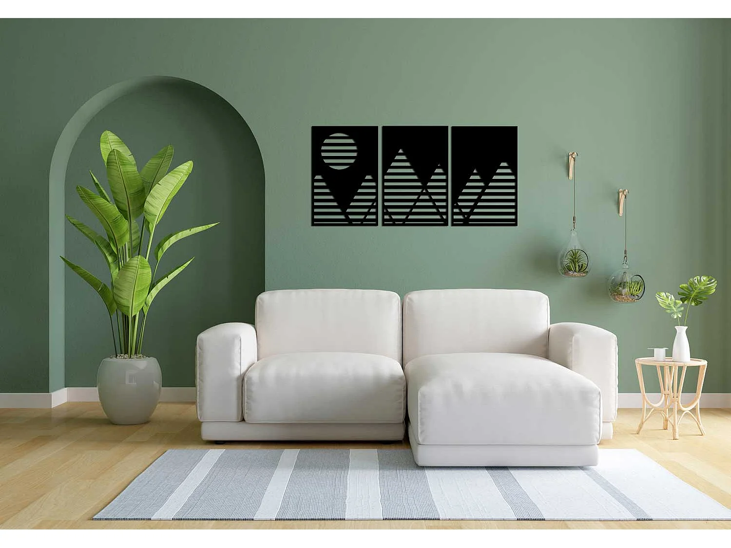 Décoration en Métal Montagne 20, Noir, 120x0,15x61 cm, EPIKASA