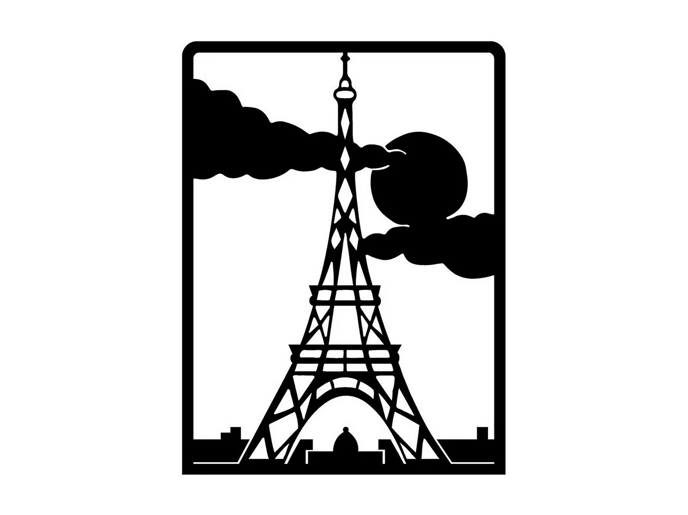 Décoration en Métal Tour Eiffel 2, Noir, 50x0,15x67 cm, EPIKASA