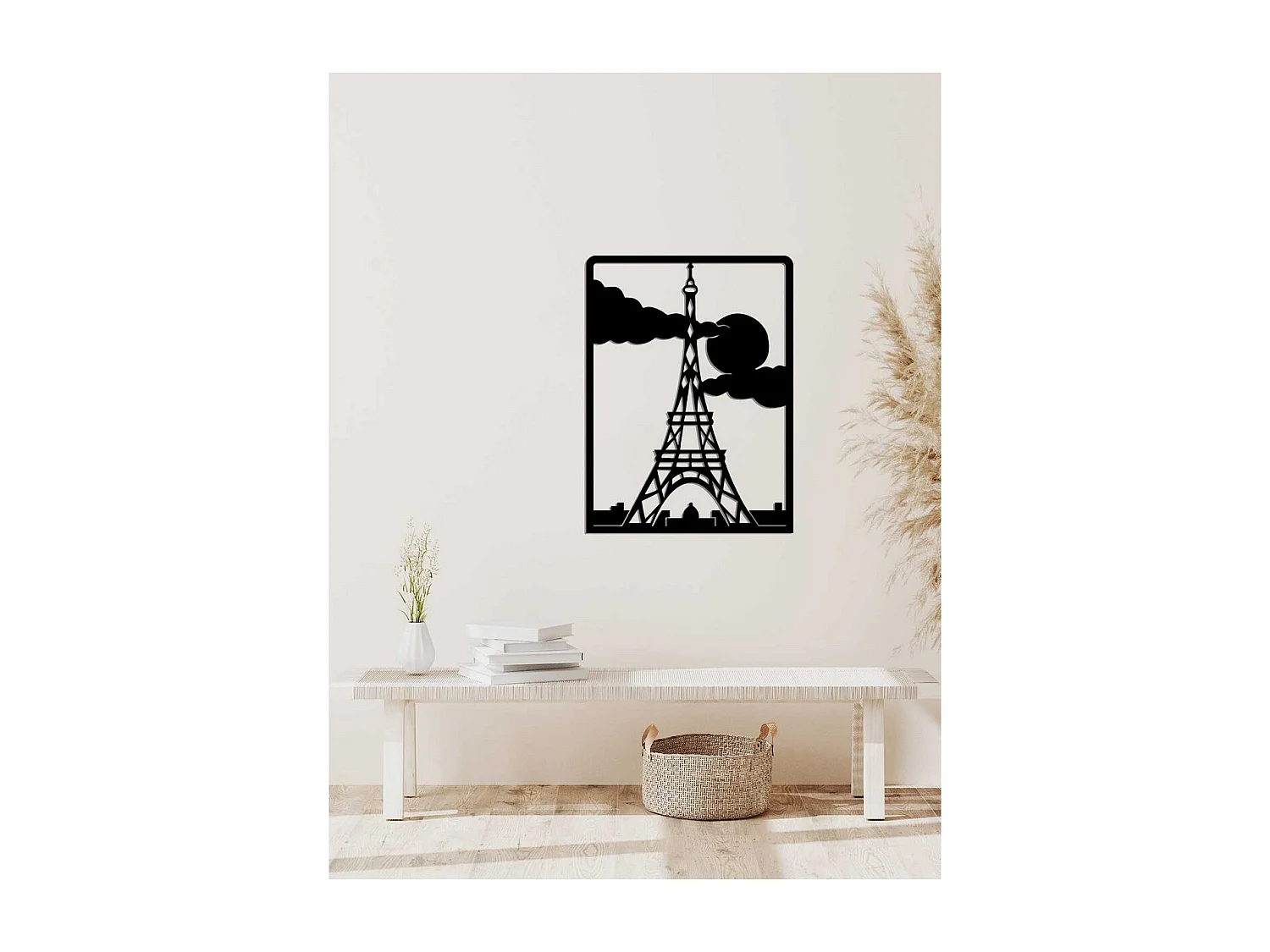 Décoration en Métal Tour Eiffel 2, Noir, 50x0,15x67 cm, EPIKASA