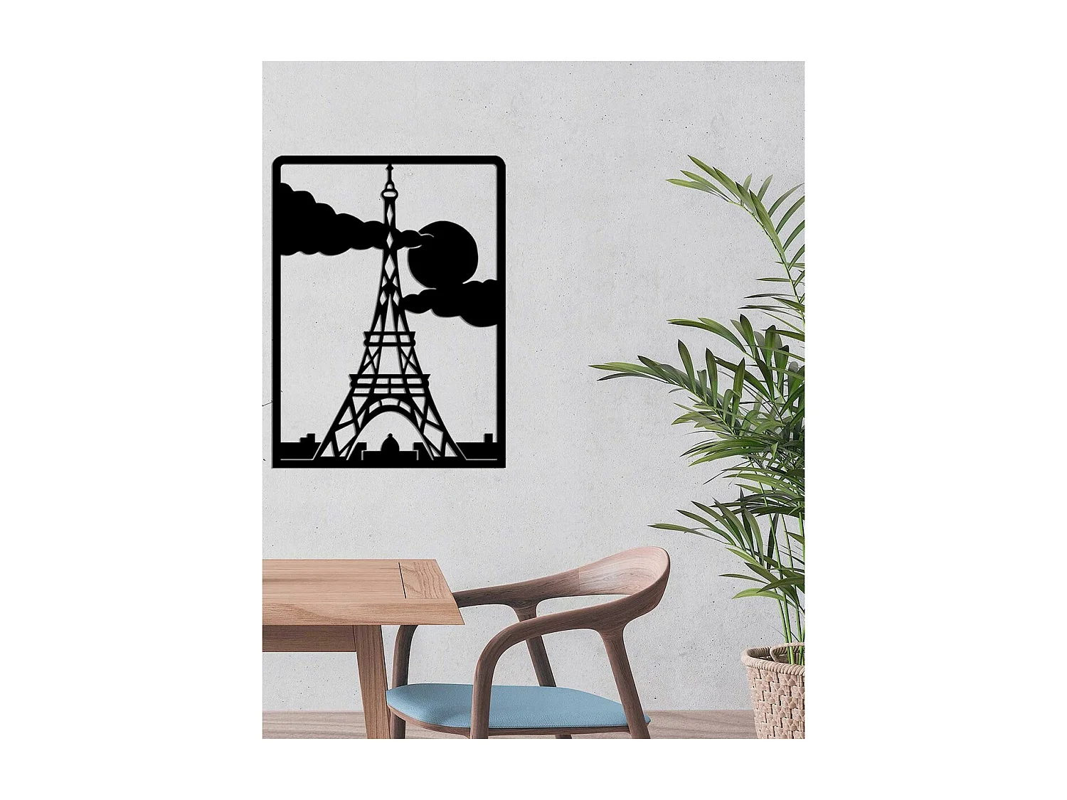 Décoration en Métal Tour Eiffel 2, Noir, 50x0,15x67 cm, EPIKASA