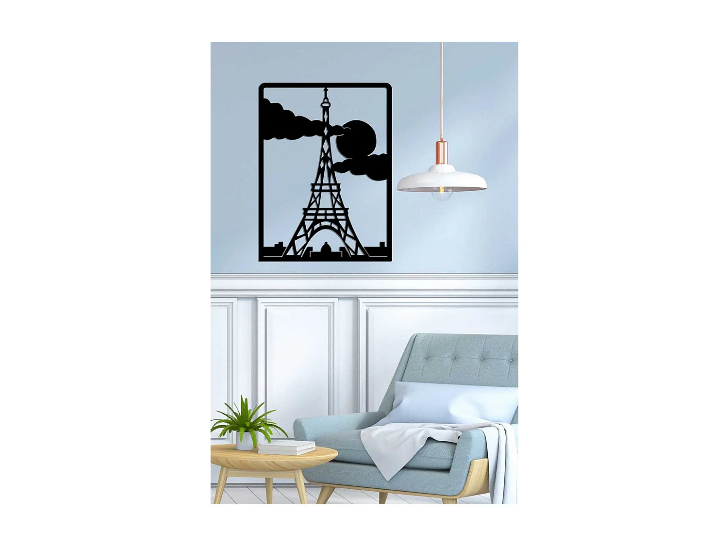 Décoration en Métal Tour Eiffel 2, Noir, 50x0,15x67 cm, EPIKASA