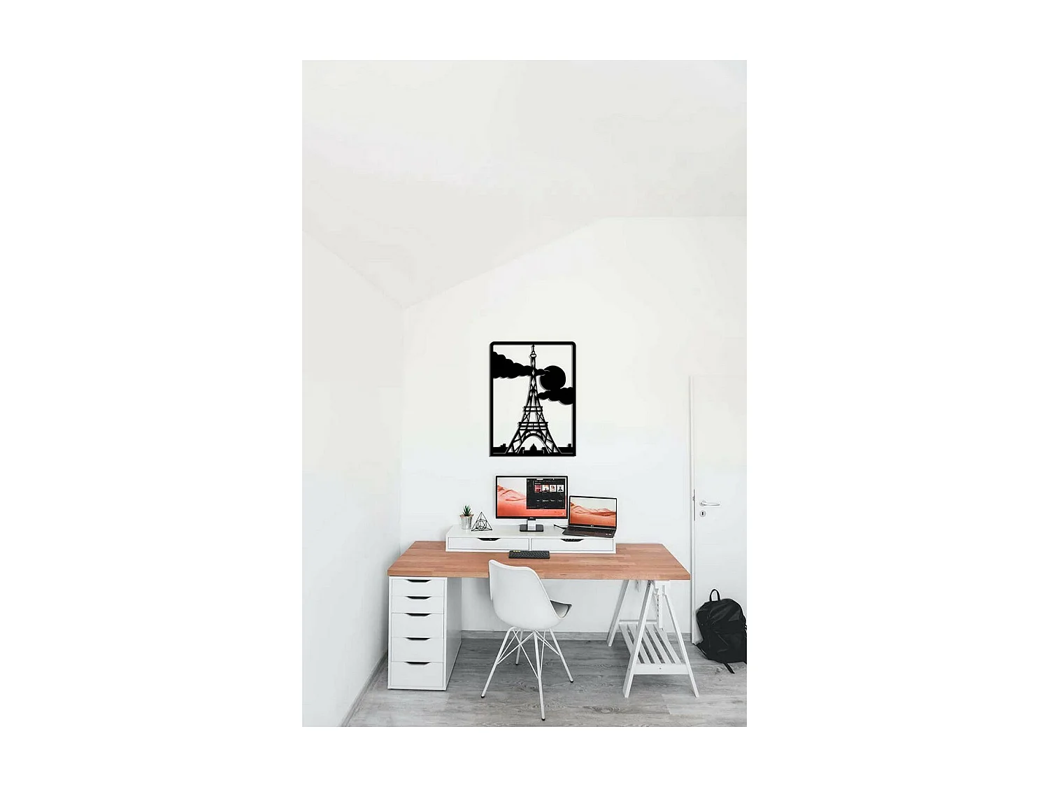 Décoration en Métal Tour Eiffel 2, Noir, 50x0,15x67 cm, EPIKASA