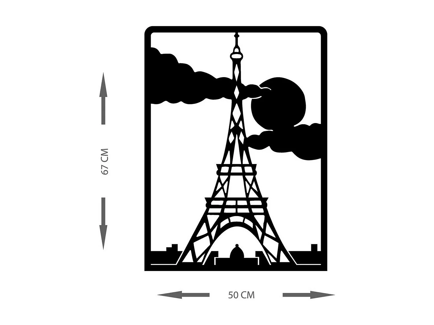 Décoration en Métal Tour Eiffel 2, Noir, 50x0,15x67 cm, EPIKASA