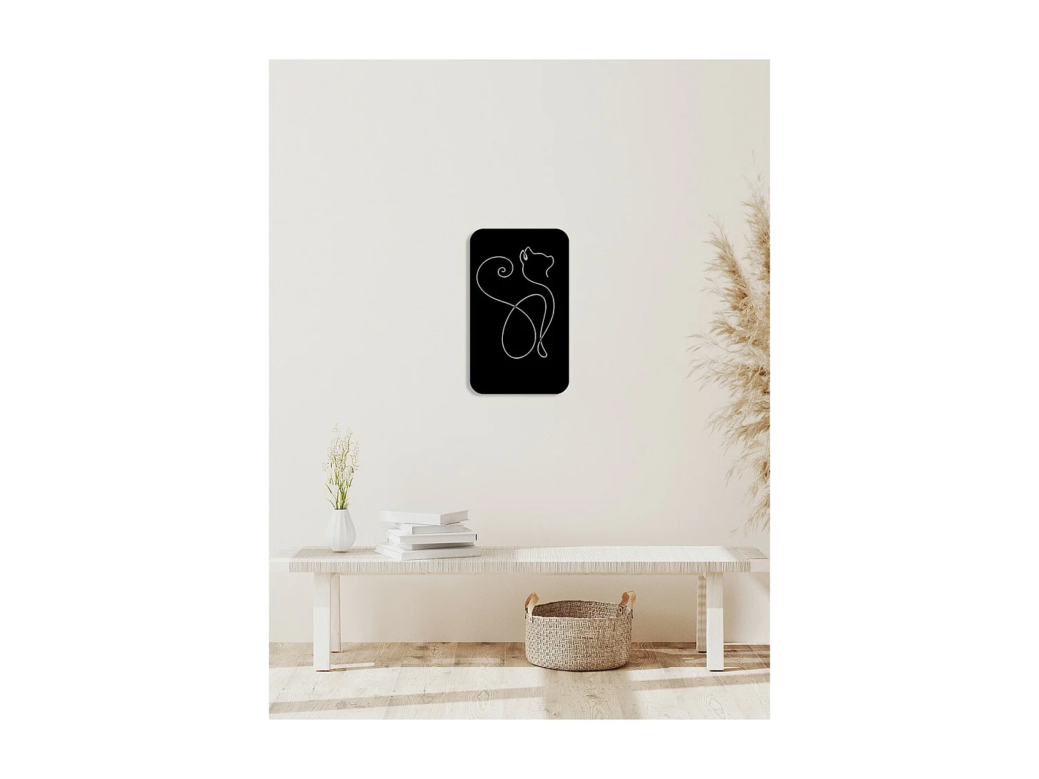 Dekoracja Metalowa Kot 155, Czarny, 36x0,15x60 cm, EPIKASA