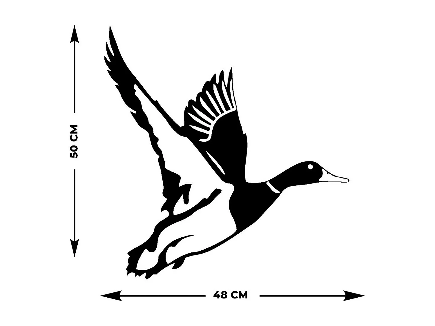 Décoration en Métal Canard 1, Noir, 49x0,15x50 cm, EPIKASA
