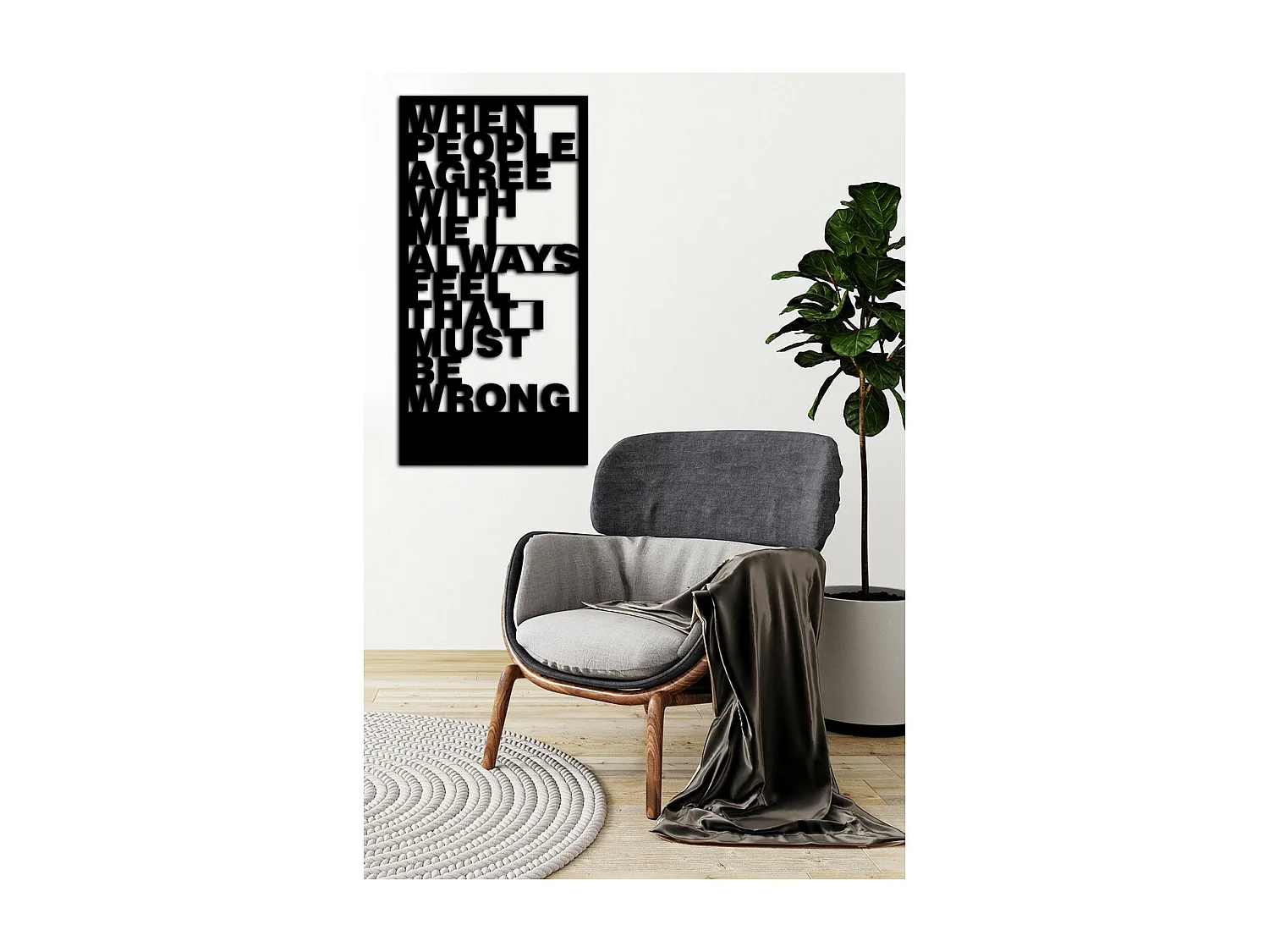 Dekoracja Metalowa Must be Wrong, Czarny, 45x0,15x88 cm cm, EPIKASA