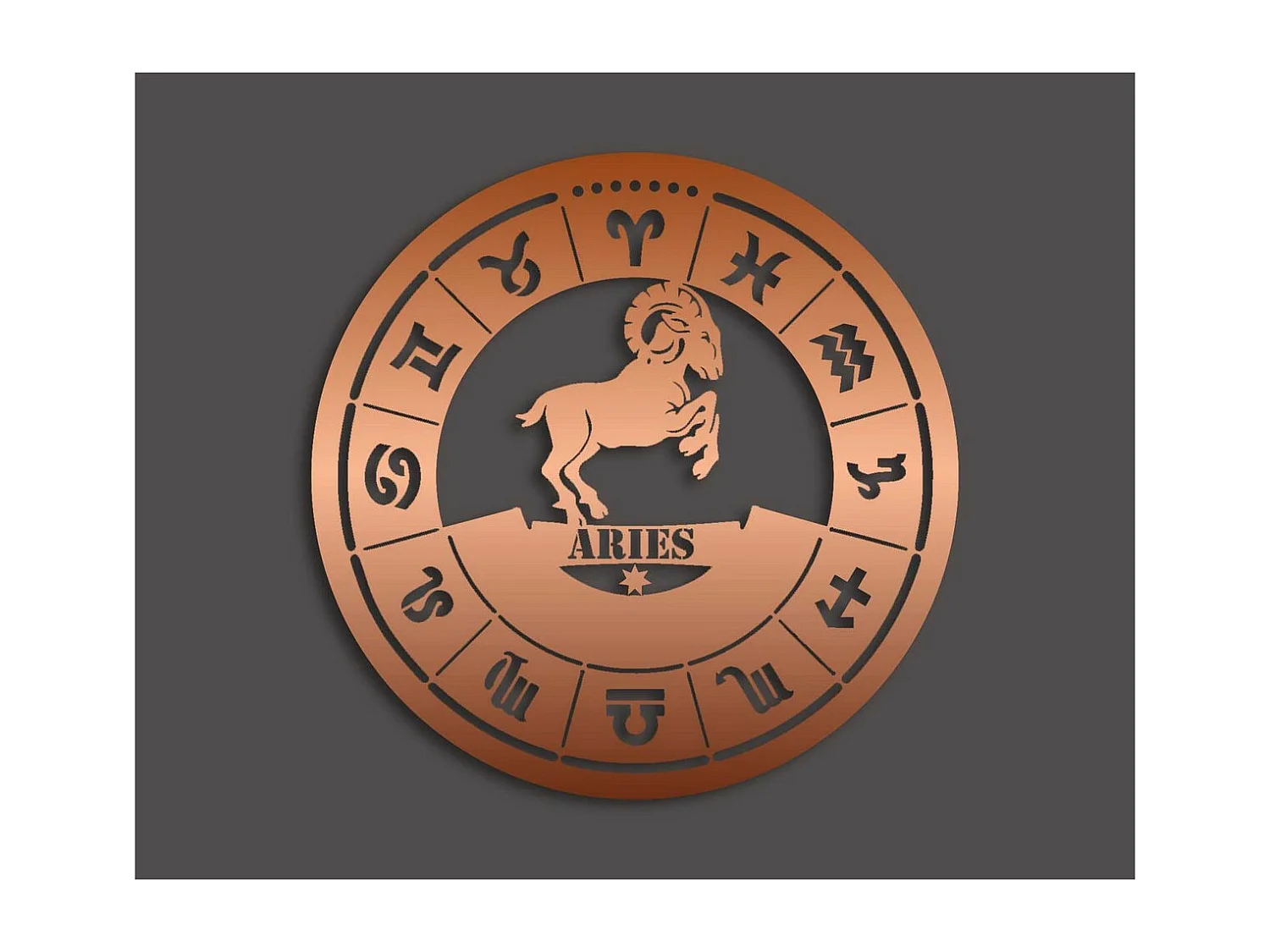 Décoration en Métal Horoscope Bélier 1, Cuivre, 50x0,15x50 cm, EPIKASA