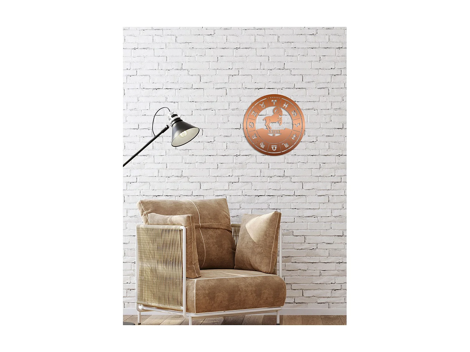 Décoration en Métal Horoscope Bélier 1, Cuivre, 50x0,15x50 cm, EPIKASA