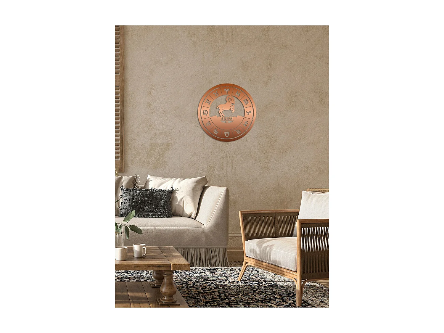 Décoration en Métal Horoscope Bélier 1, Cuivre, 50x0,15x50 cm, EPIKASA