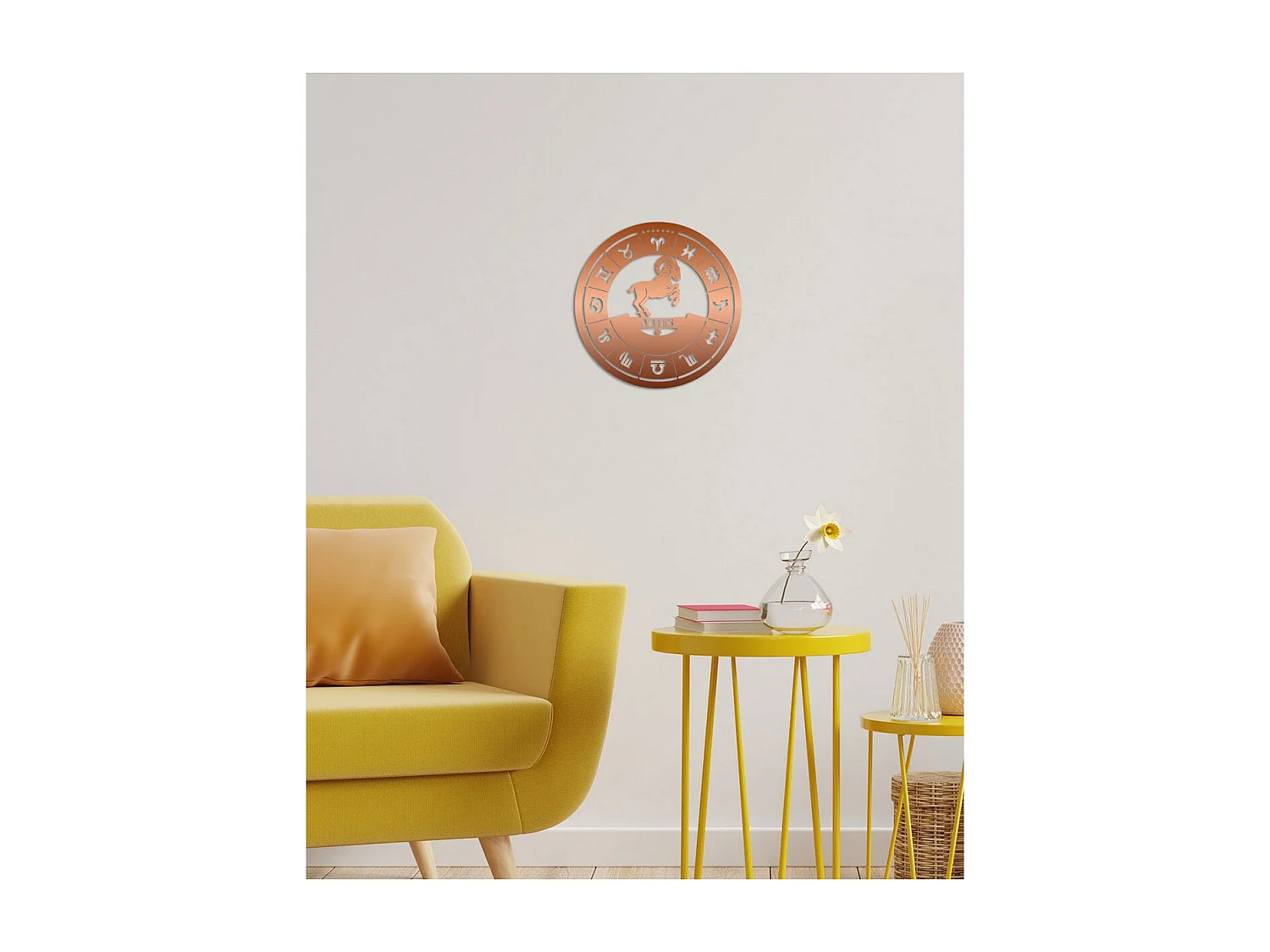 Décoration en Métal Horoscope Bélier 1, Cuivre, 50x0,15x50 cm, EPIKASA