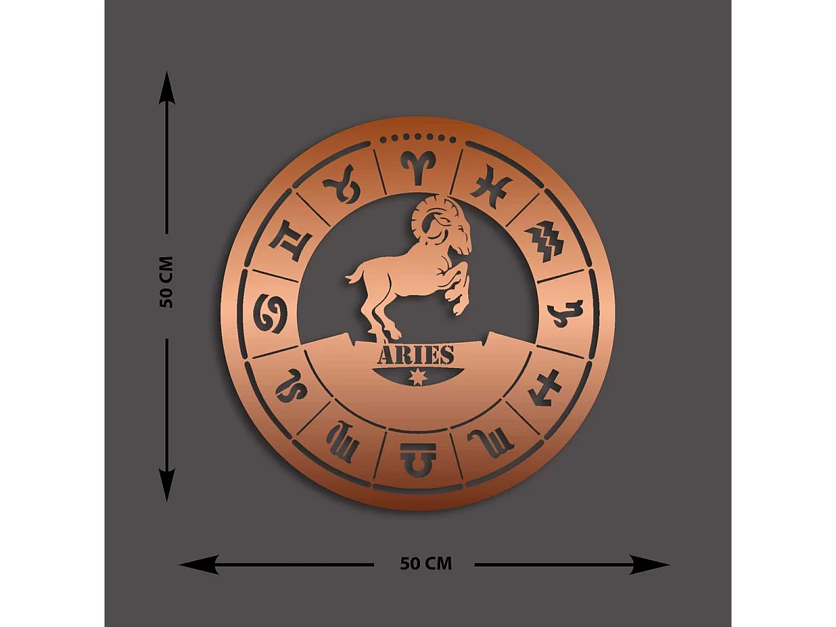 Décoration en Métal Horoscope Bélier 1, Cuivre, 50x0,15x50 cm, EPIKASA