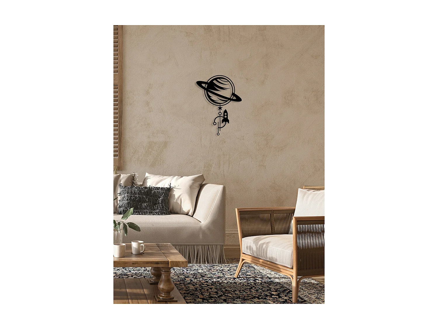 Decoração em Metal Foguetão, Preto, 50x0,15x66 cm, EPIKASA