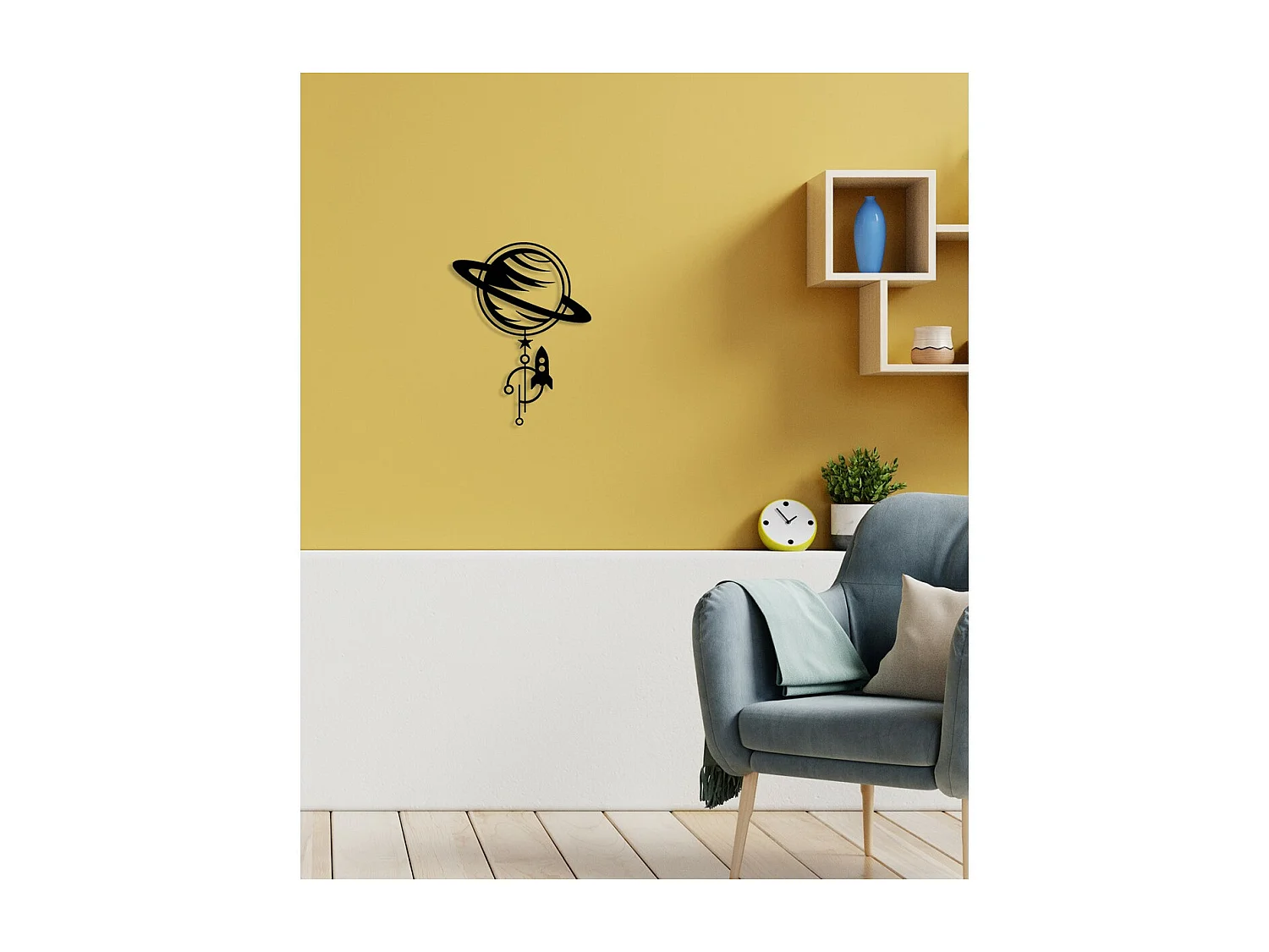 Decoração em Metal Foguetão, Preto, 50x0,15x66 cm, EPIKASA