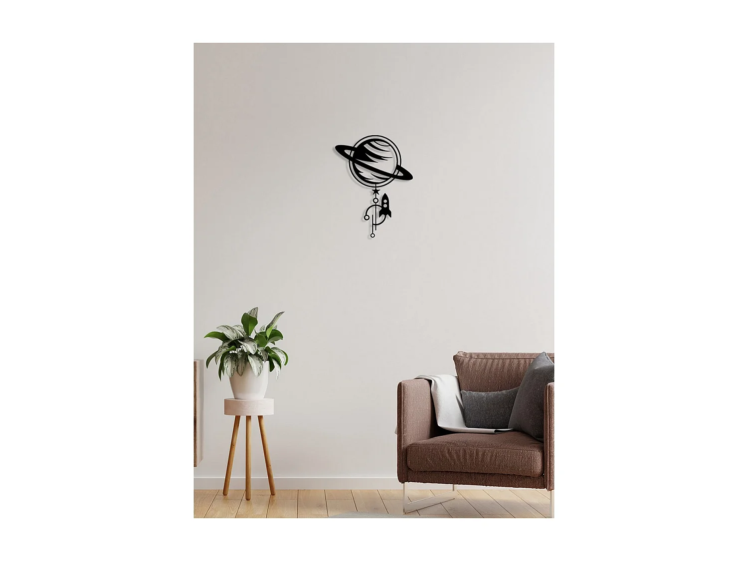 Decoração em Metal Foguetão, Preto, 50x0,15x66 cm, EPIKASA