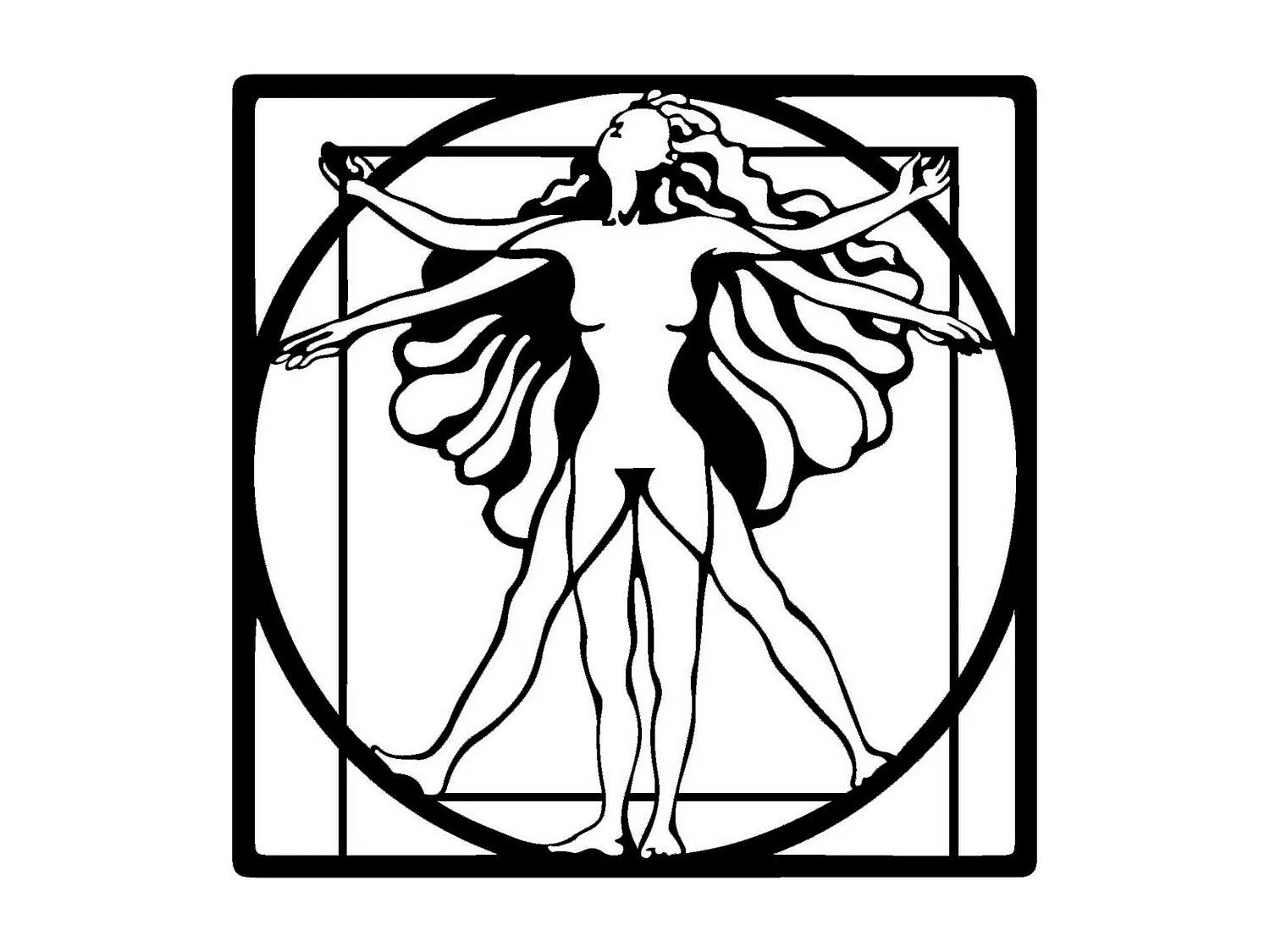 Décoration en Métal Femme Vitruve, Noir, 60x0,15x60 cm, EPIKASA