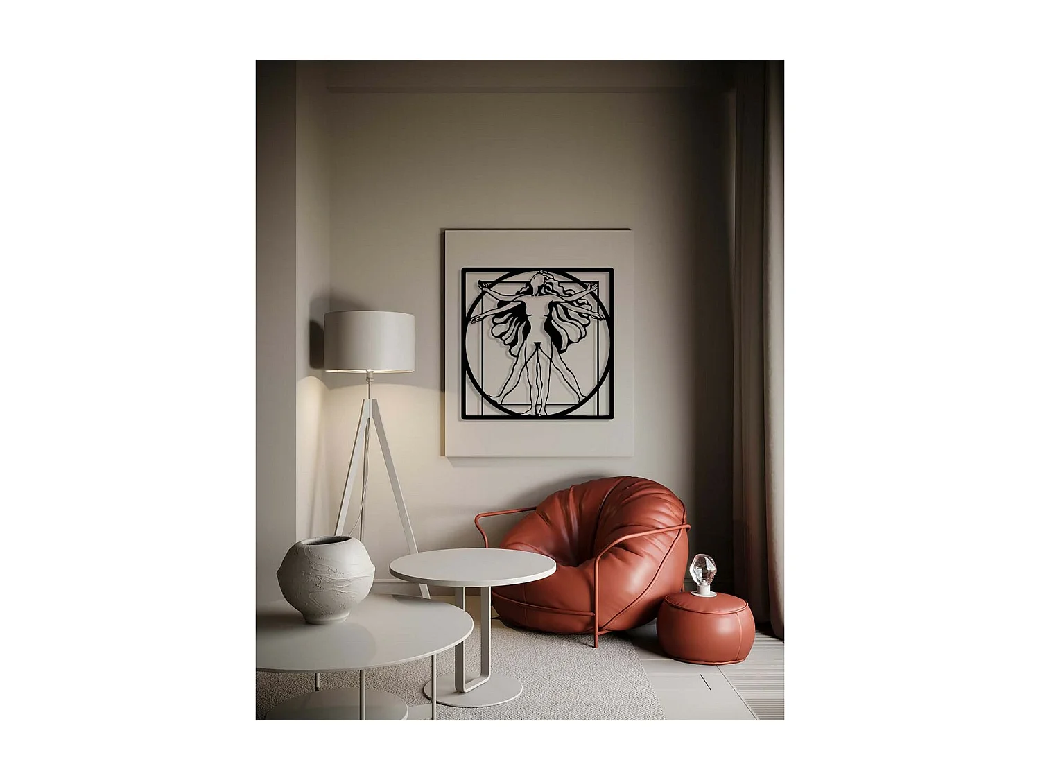 Décoration en Métal Femme Vitruve, Noir, 60x0,15x60 cm, EPIKASA