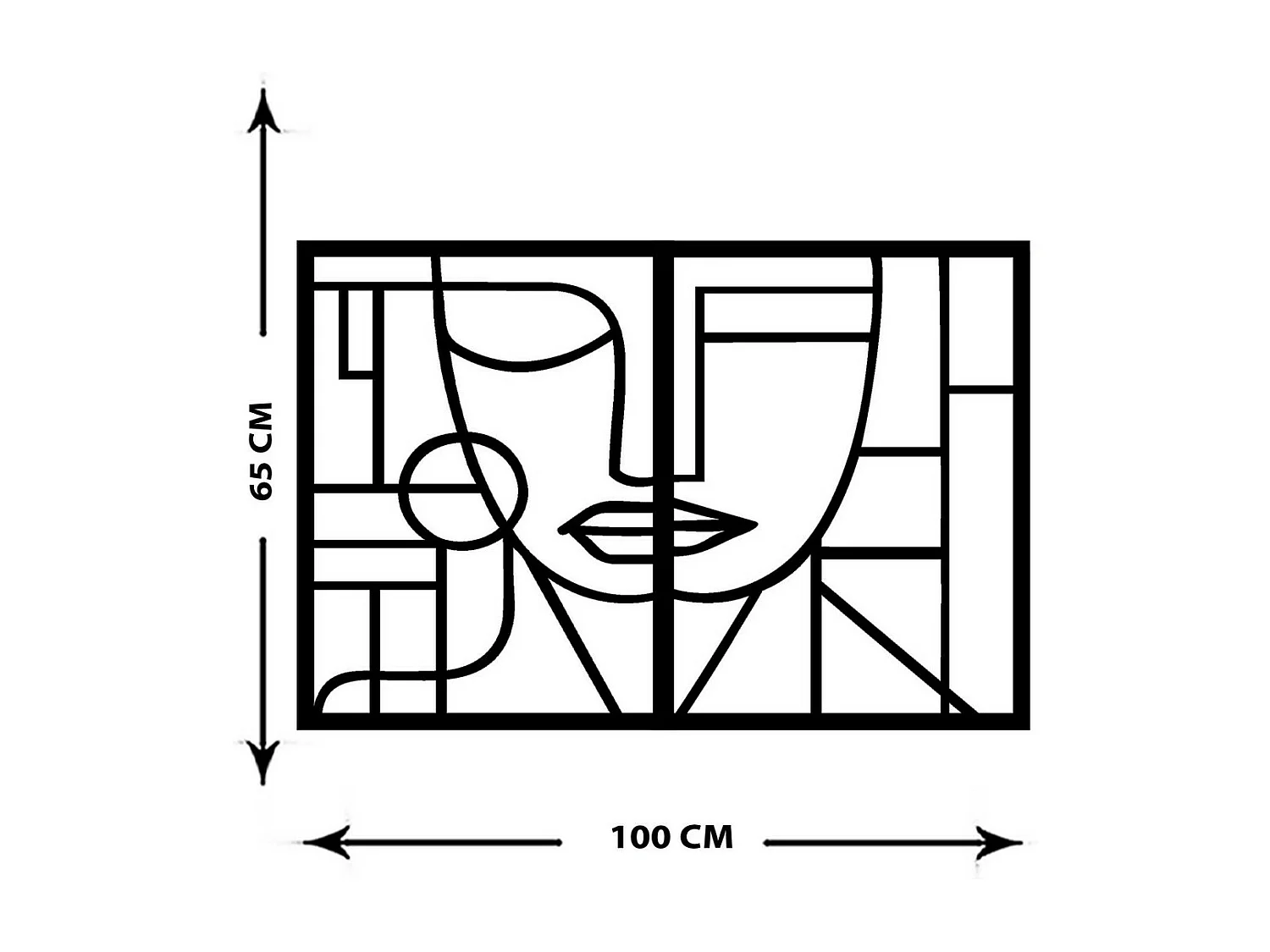 Dekoracja Metalowa Twarz geometryczna, Czarny, 100x0,15x65 cm, EPIKASA