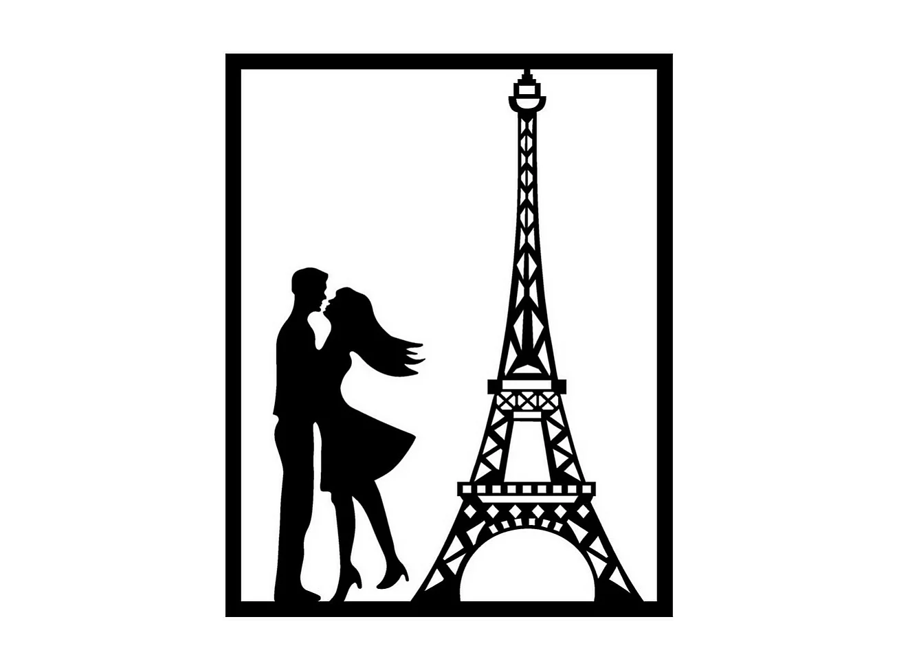 Dekoracja Metalowa Paryż, Czarny, 50x0,15x63 cm, EPIKASA