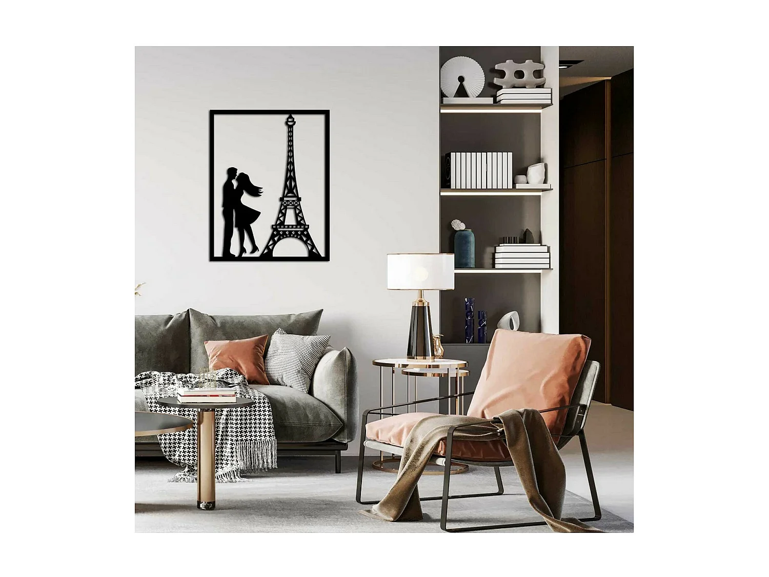 Dekoracja Metalowa Paryż, Czarny, 50x0,15x63 cm, EPIKASA