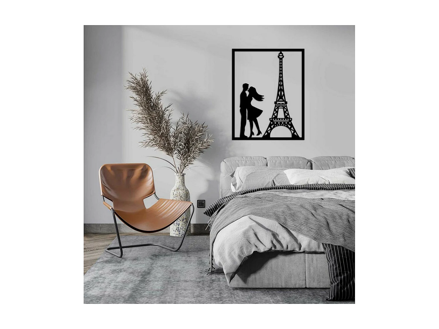 Dekoracja Metalowa Paryż, Czarny, 50x0,15x63 cm, EPIKASA