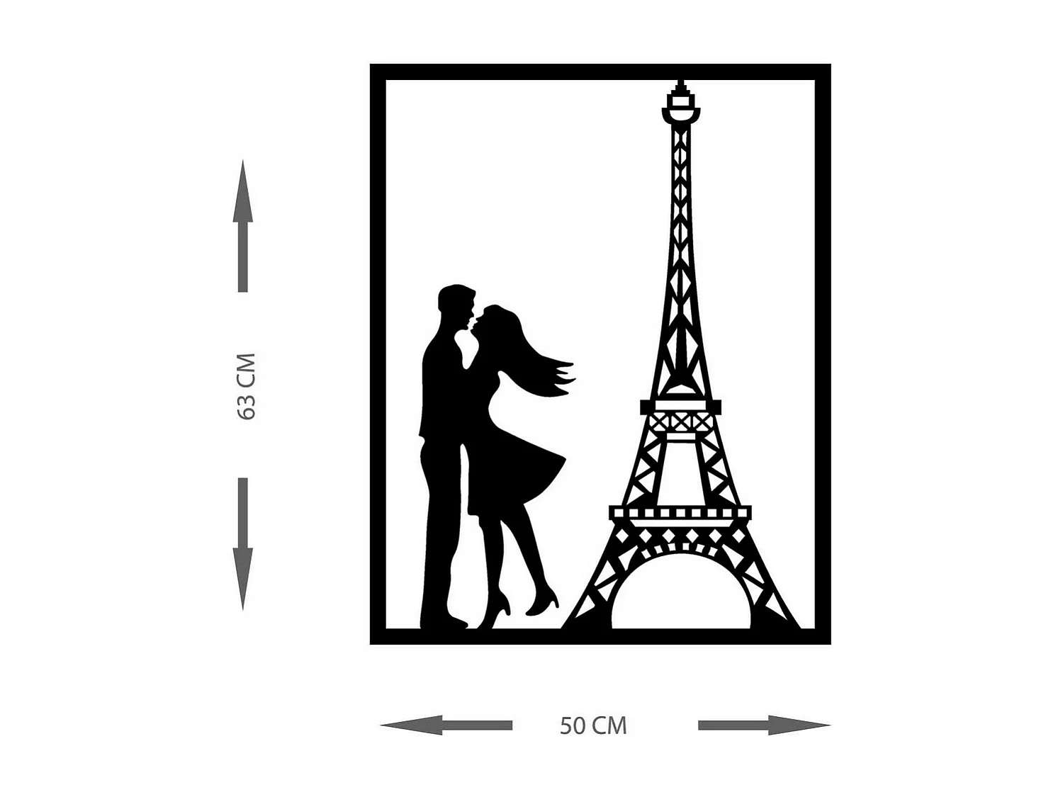 Dekoracja Metalowa Paryż, Czarny, 50x0,15x63 cm, EPIKASA