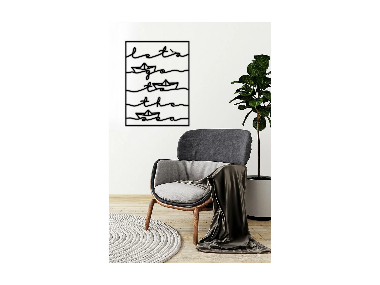 Decorazione in Metallo Go to the Sea, Nero, 53x0,15x70 cm cm, EPIKASA