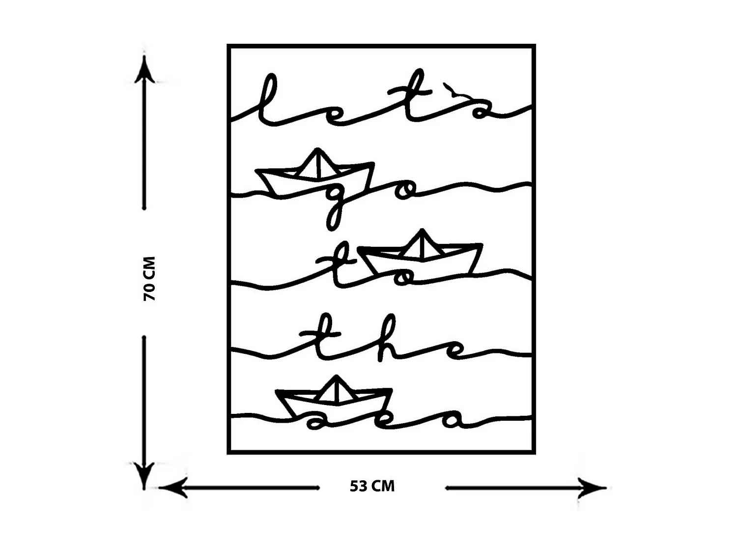 Decorazione in Metallo Go to the Sea, Nero, 53x0,15x70 cm cm, EPIKASA