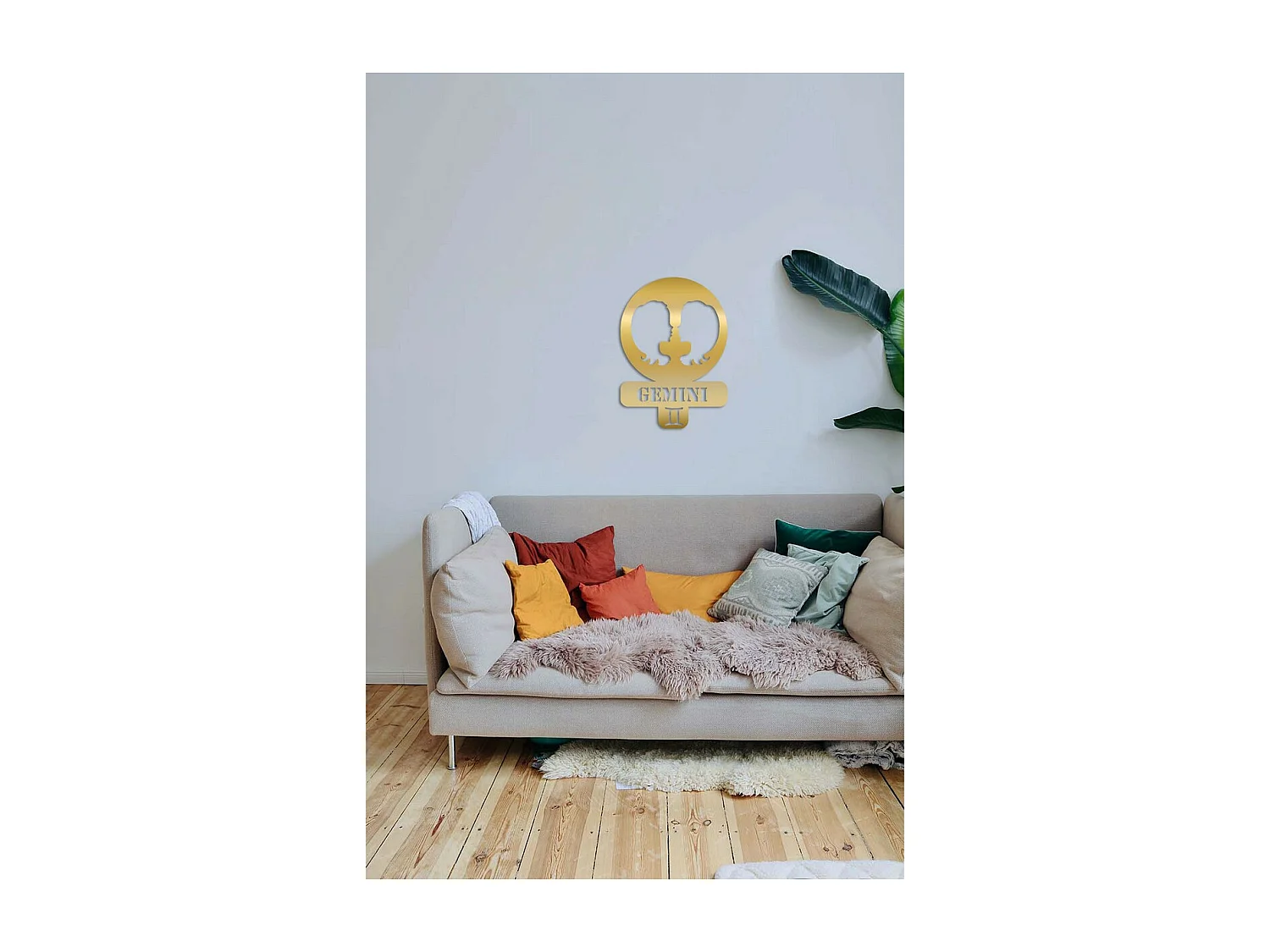 Decorazione in Metallo Oroscopo Gemelli 5, Oro, 36x0,15x50 cm, EPIKASA