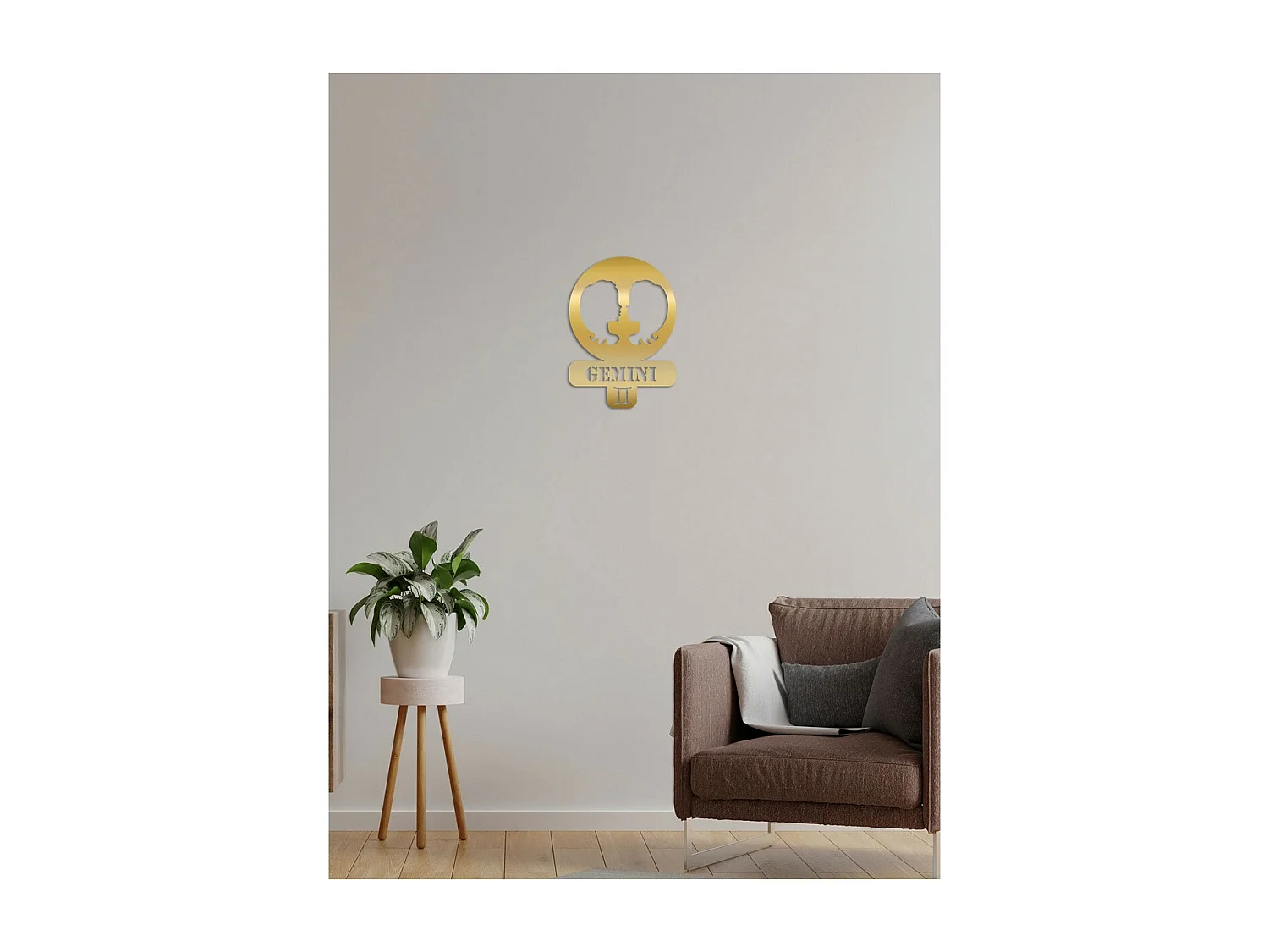 Decorazione in Metallo Oroscopo Gemelli 5, Oro, 36x0,15x50 cm, EPIKASA