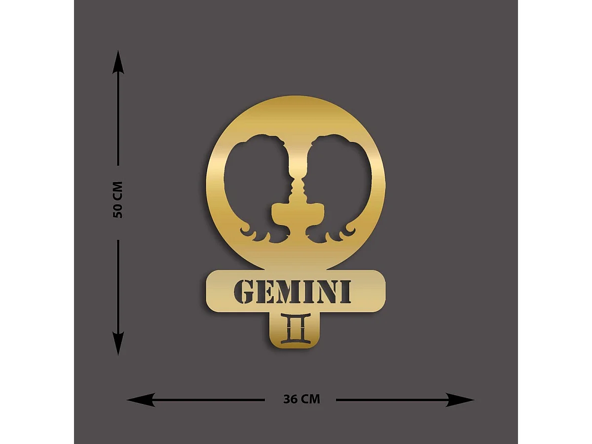 Decorazione in Metallo Oroscopo Gemelli 5, Oro, 36x0,15x50 cm, EPIKASA