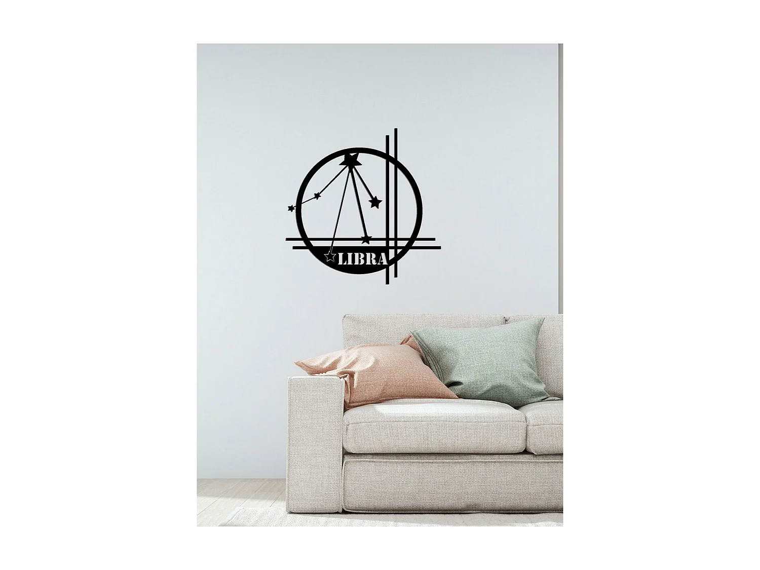 Dekoracja Metalowa Horoskop Wagi 9, Czarny, 40x0,15x40 cm cm, EPIKASA