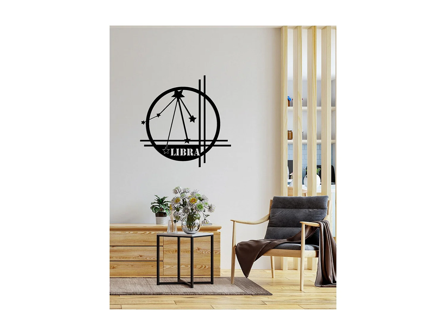 Dekoracja Metalowa Horoskop Wagi 9, Czarny, 40x0,15x40 cm cm, EPIKASA