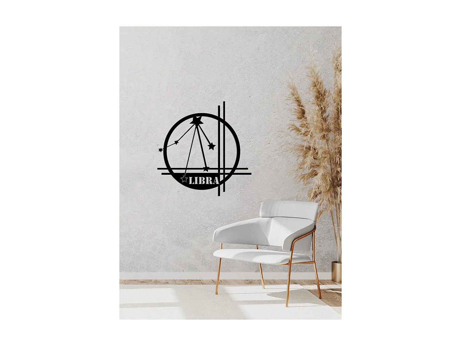 Dekoracja Metalowa Horoskop Wagi 9, Czarny, 40x0,15x40 cm cm, EPIKASA