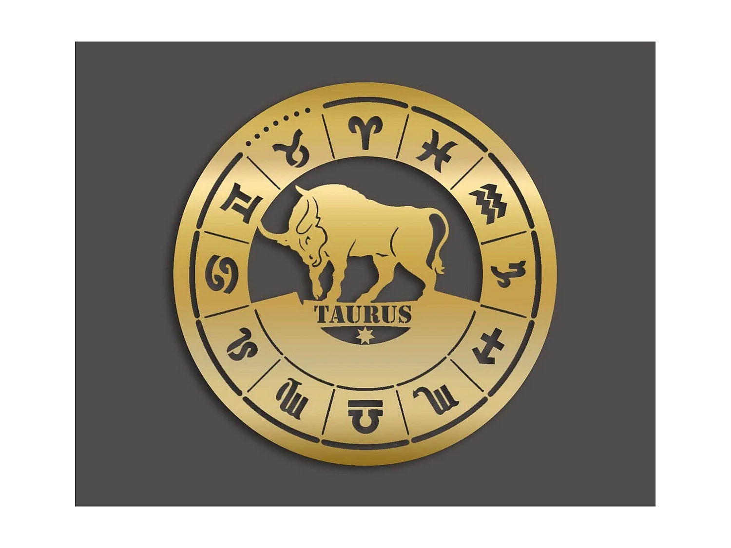 Décoration en Métal Horoscope Taureau 2, Or, 50x0,15x50 cm, EPIKASA