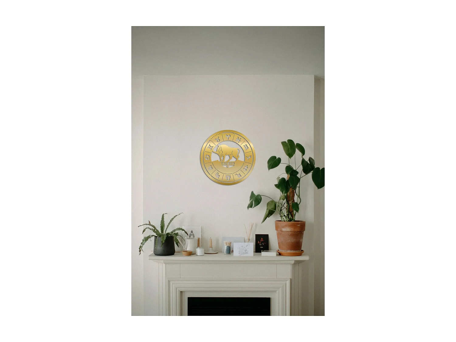 Décoration en Métal Horoscope Taureau 2, Or, 50x0,15x50 cm, EPIKASA