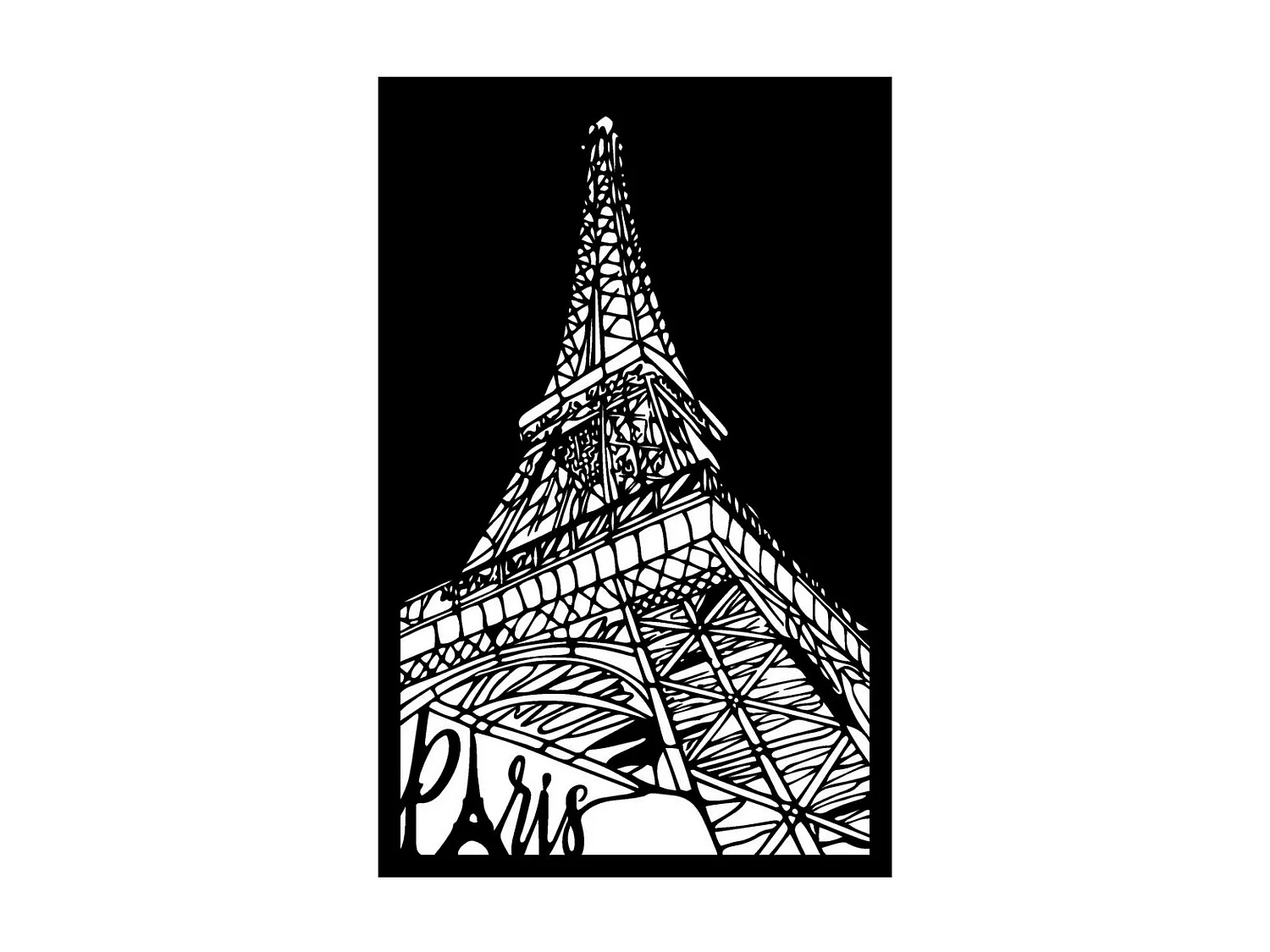 Metalen Decoratie Eiffeltoren 5, Zwart, 45x0,15x70 cm, EPIKASA