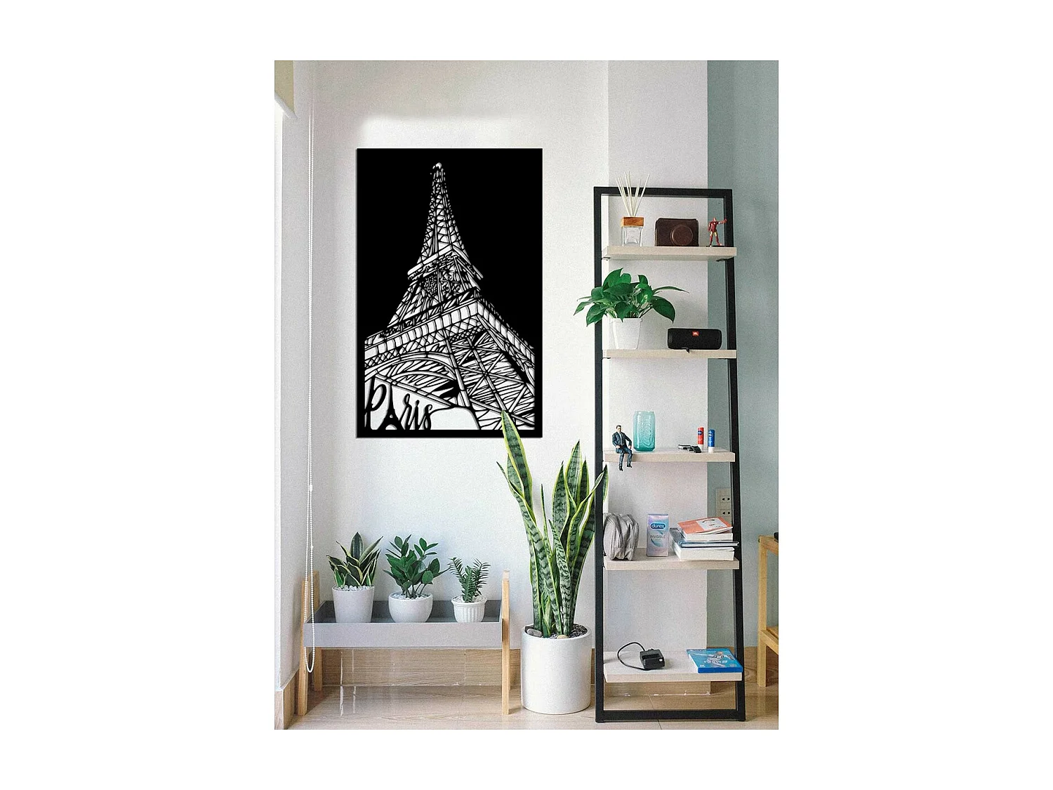 Metalen Decoratie Eiffeltoren 5, Zwart, 45x0,15x70 cm, EPIKASA