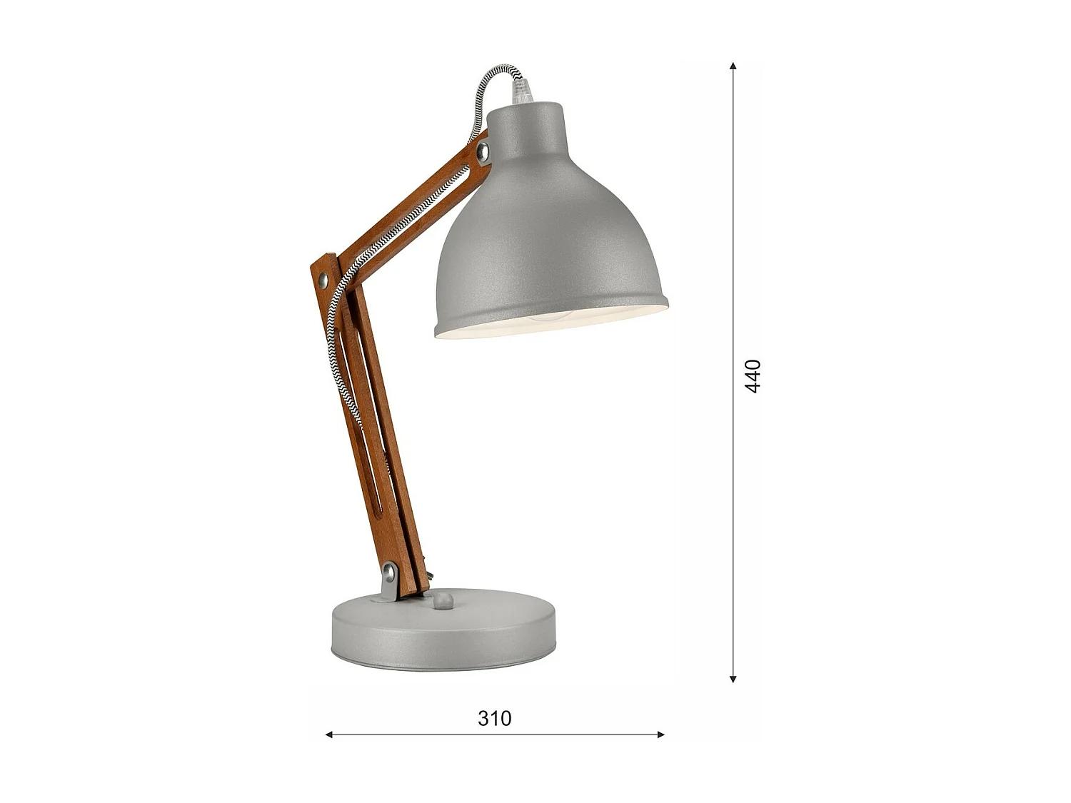 Candeeiro de Mesa Marcello, Cinzento, 44x31x31 cm, EPIKASA