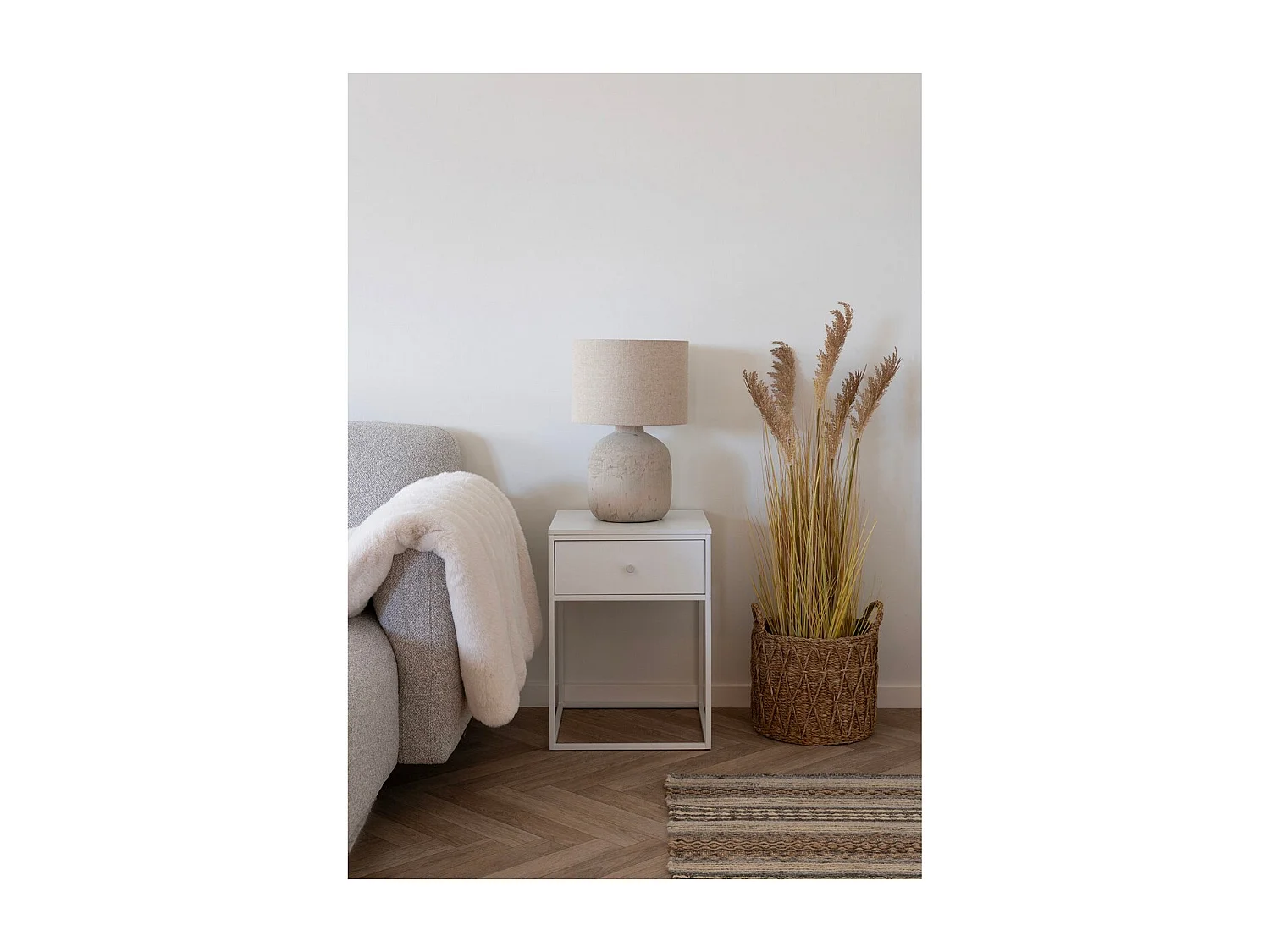 Stolik Nocny Życie, Biały, 40x40x55 cm, Seven Design