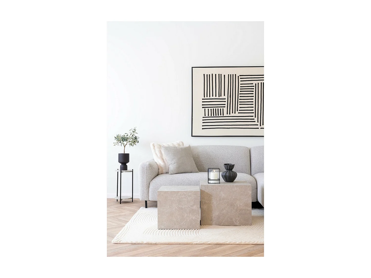 Stolik Nocny Leuven, Beżowy, 27x27x46 cm, Seven Design