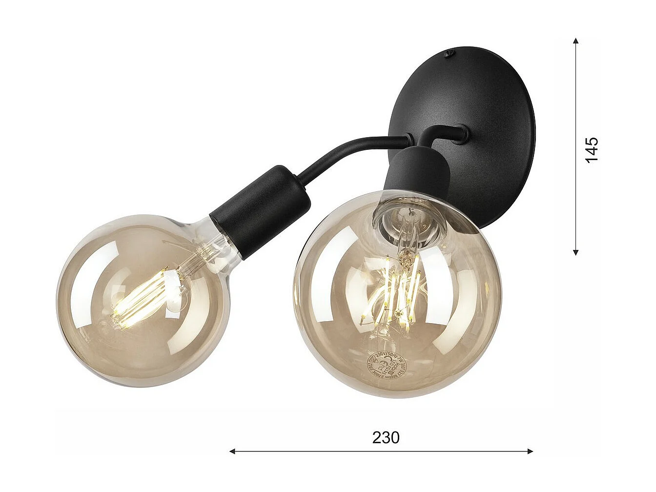 Applique Viggo, Noir, 14,5x23x23 cm, Seven Design