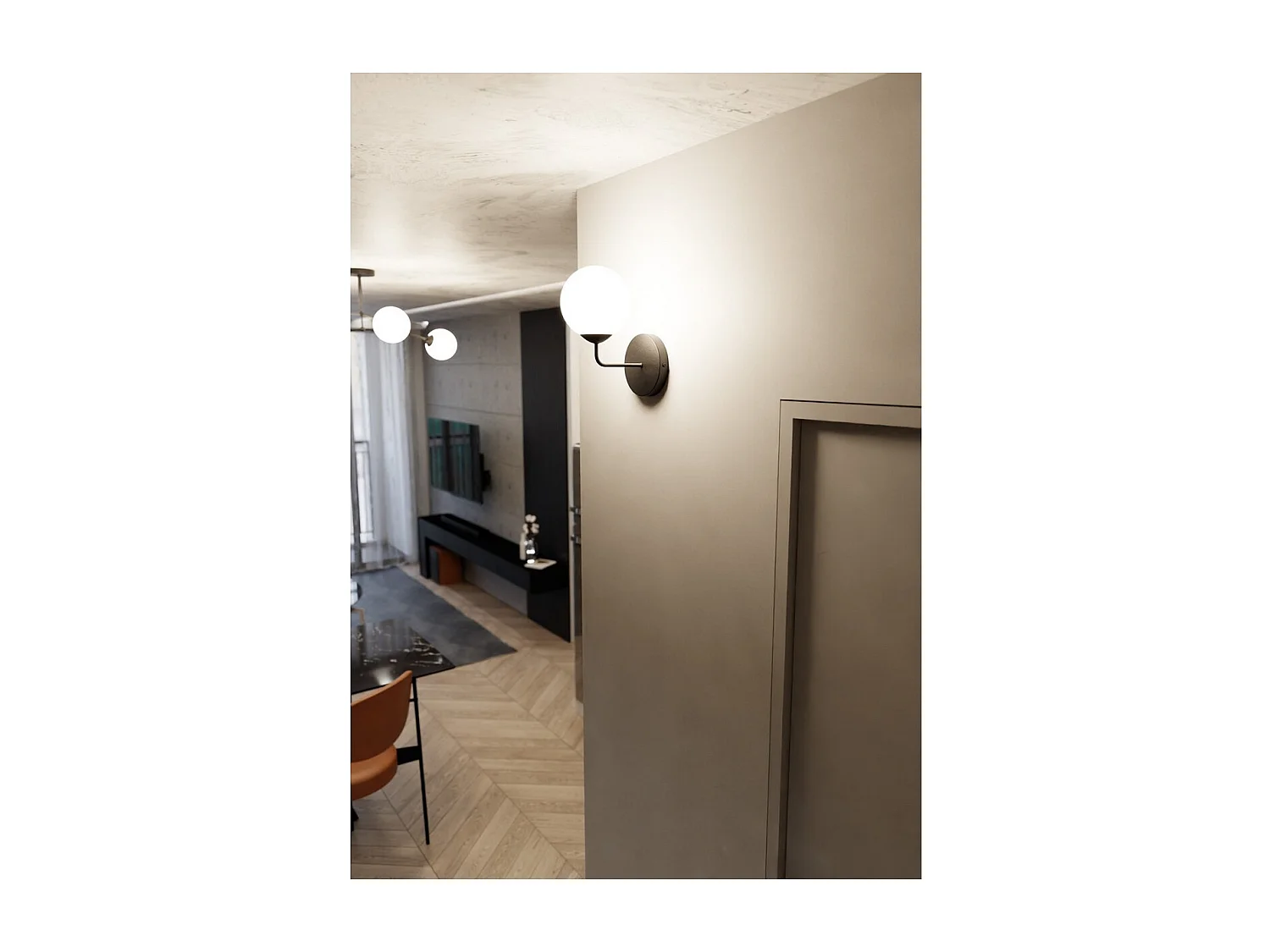 Wandlamp Pregos, Zwart, 14x17x100 cm, Seven Design